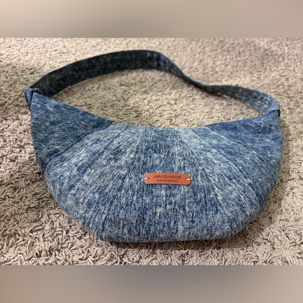 Handmade Upcycled Denim Jeans Croissant/Crescent/Moon/Banana Bags Size Medium